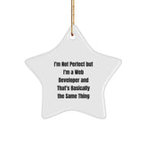 Funny Web Developer Gifts from Friends, Star Ornament for Men, 'I'm Not Perfect' Quote Christmas Unique Gifts - Image 1